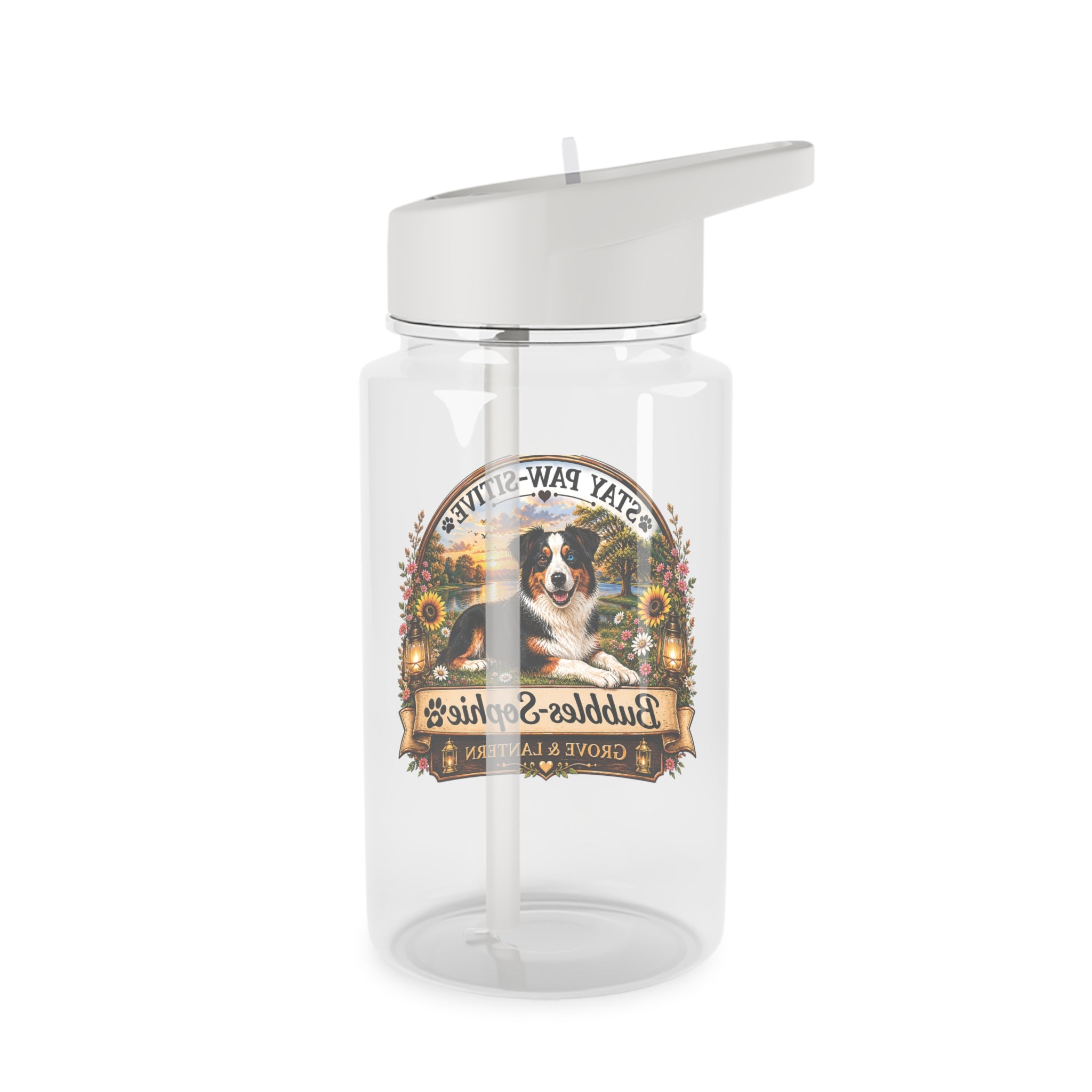 Bubbles-Sophie “Stay Paw-sitive” Tritan Water Bottle with Straw