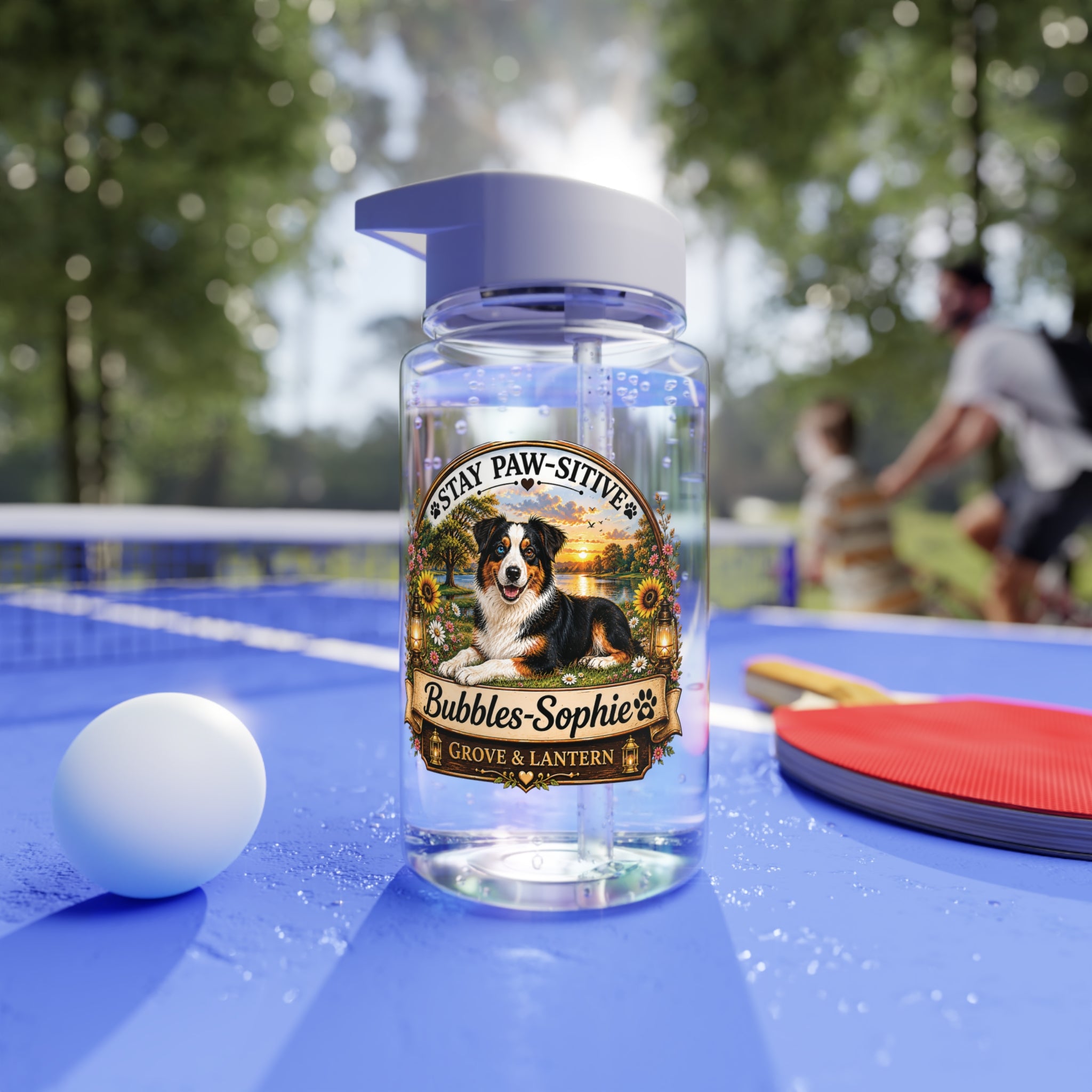 Bubbles-Sophie “Stay Paw-sitive” Tritan Water Bottle with Straw